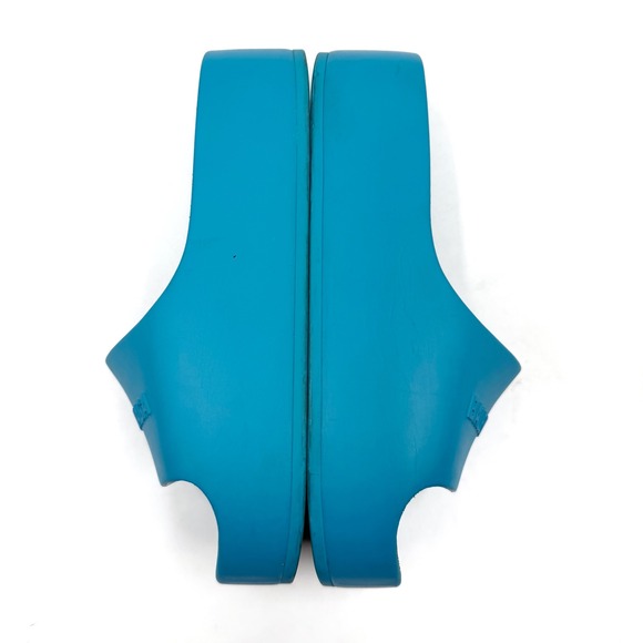 Balenciaga Blue Platform Rubber Slides Sandals Pool Beach Logo Sz 7 Women's - Picture 4 of 9